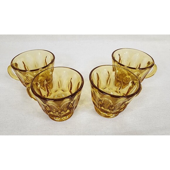 Vintage Anchor Hocking Fairfield Amber Glass Punch Cups – Set of 4, 1970s - Picture 3 of 11